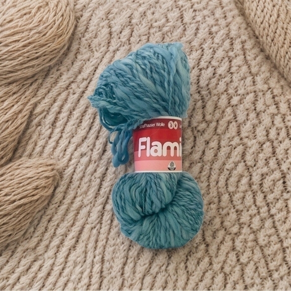 Vintage FLAMINIA Schaffhauser Blue Pure Virgin Wool Bulky Texture Yarn Knitting - Picture 1 of 5